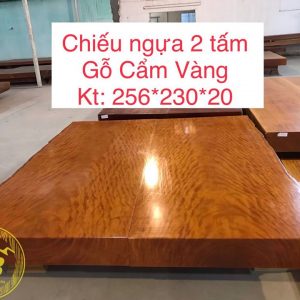 Chiếu ngựa vân chun 2 tấm gỗ Cẩm Vàng CN12 1