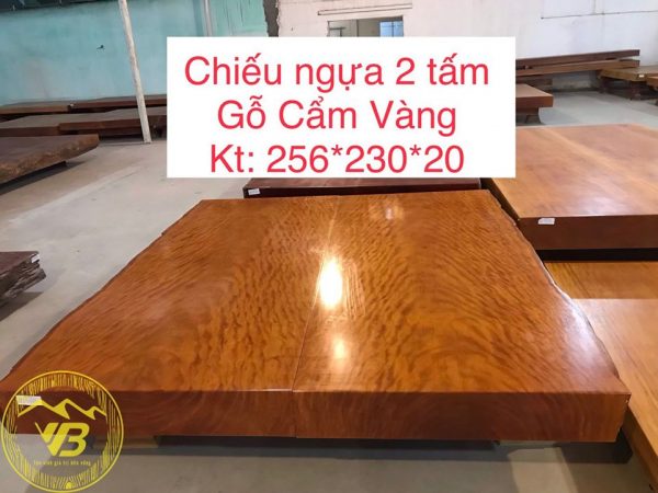 Chiếu ngựa vân chun 2 tấm gỗ Cẩm Vàng CN12 1