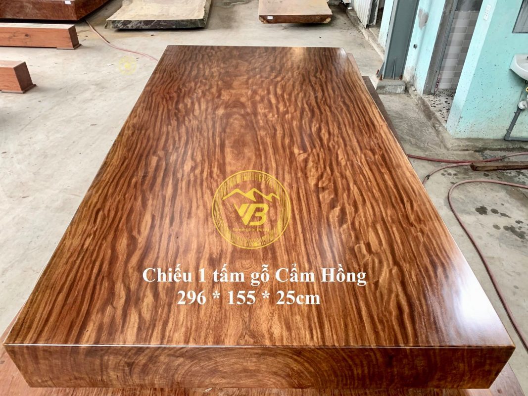 Chiếu phản gỗ 1 tấm gỗ Cẩm hồng vân chun CN06 1