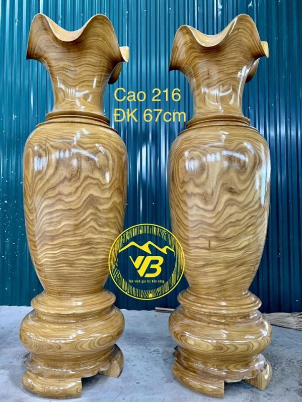 Đôi lục bình to nguyên khối gỗ Cẩm Vàng KLB03 1
