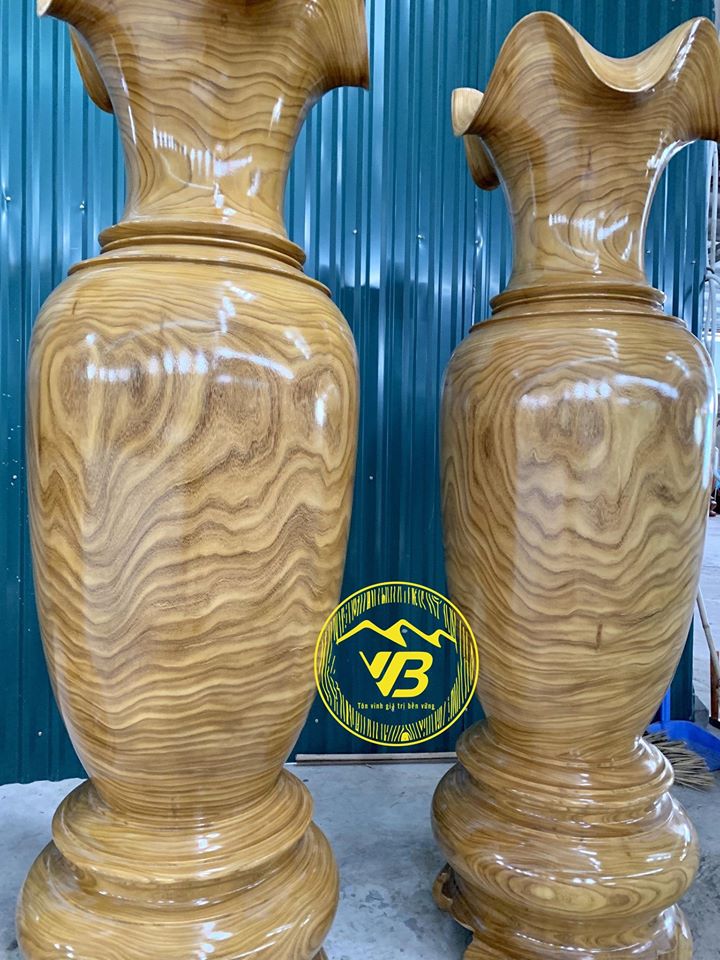 Đôi lục bình to nguyên khối gỗ Cẩm Vàng KLB03 3