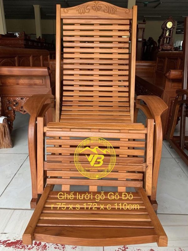 Ghế lười gỗ Gõ Đỏ 3 dây SPK02 1