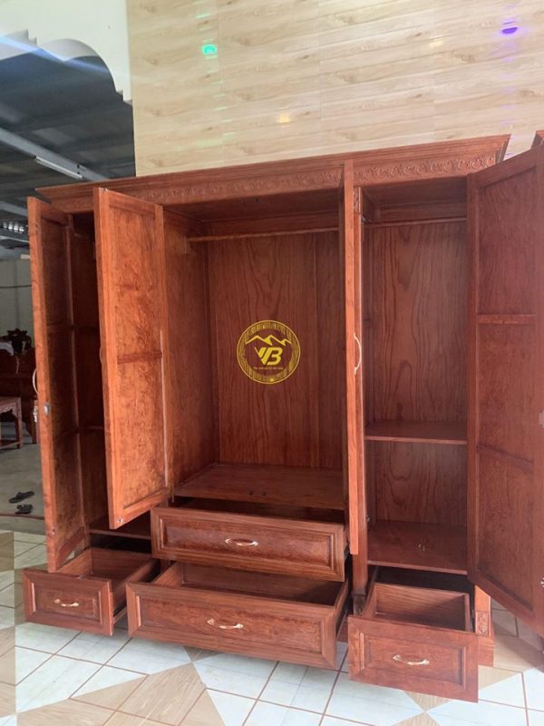 Tủ quần áo 4 cánh gỗ Cẩm lai GTB01 2