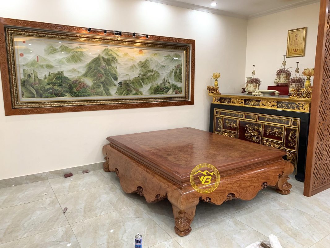 Bàn giao sập trơn chân Qùy gỗ Cẩm Lai khách Phú Thọ 2