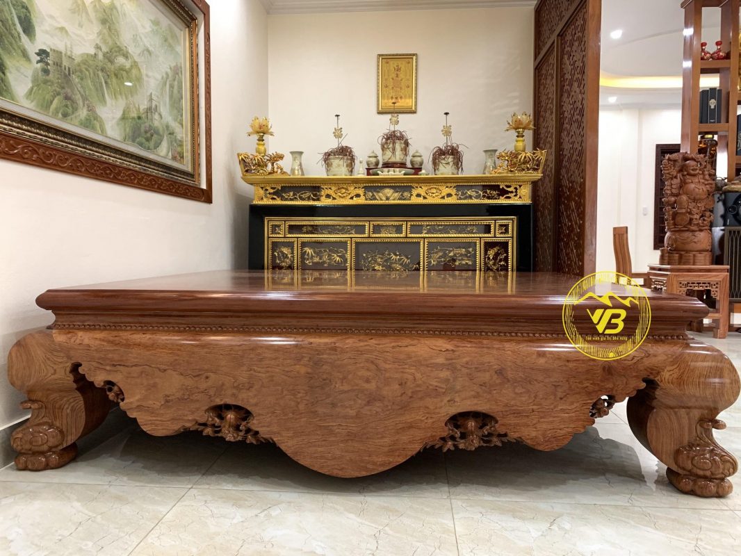 Bàn giao sập trơn chân Qùy gỗ Cẩm Lai khách Phú Thọ 3