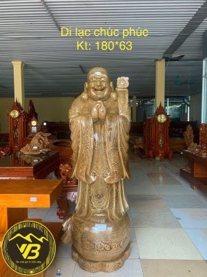 Tượng Cụ Di Lặc Chúc phúc gỗ Mun DL06 1