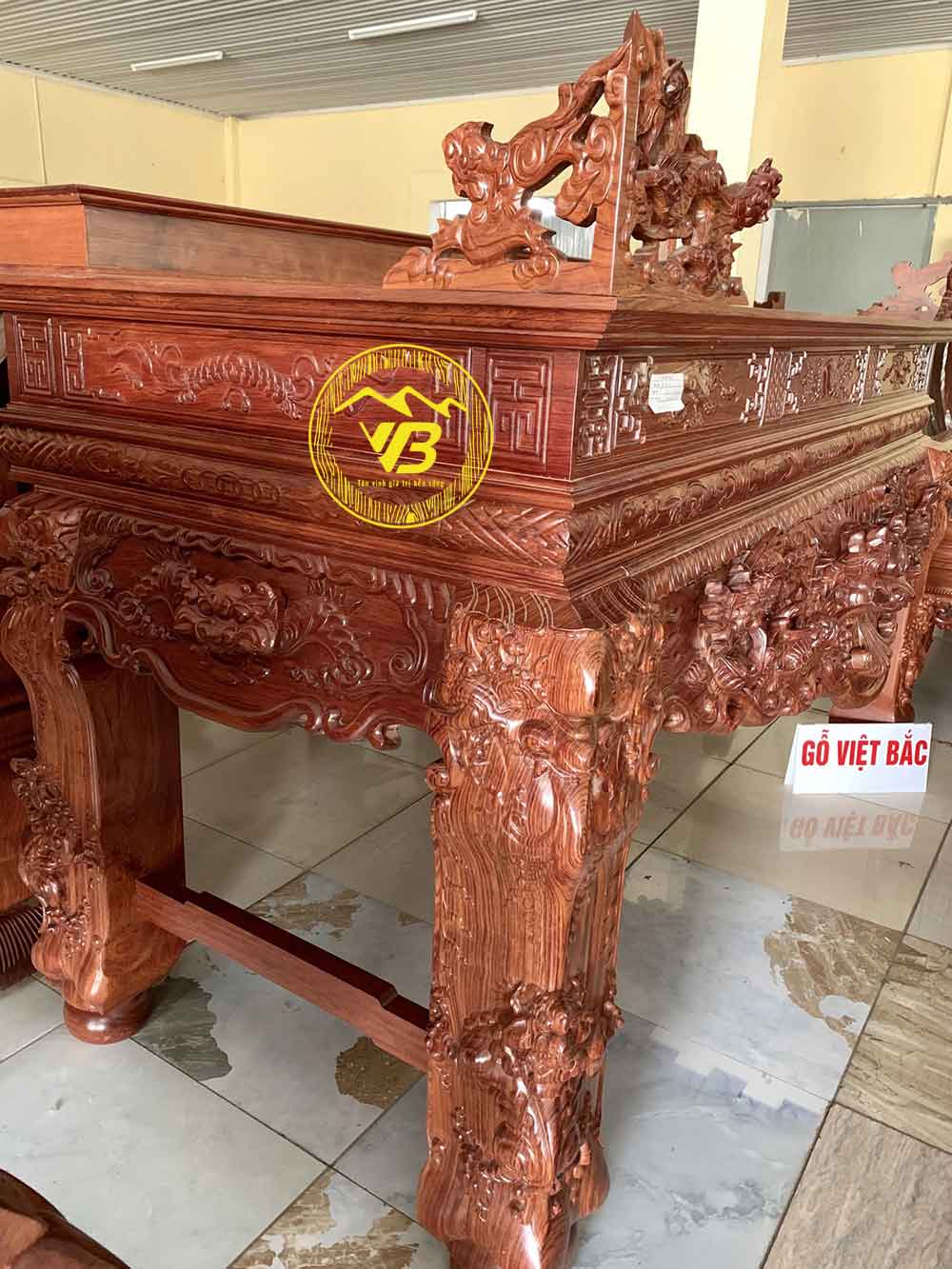 Sập Thờ Chân Bóng Tứ Linh Gỗ Cẩm Lai ST207 2