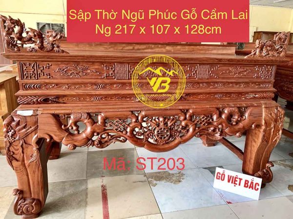 Sập Thờ Ngũ Phúc Gỗ Cẩm Lai ST203 1