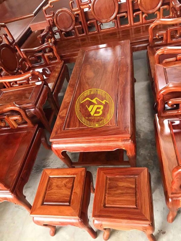 Bộ bàn ghế Móc gỗ Trắc Nam Phi - 10 món BGNK06 3
