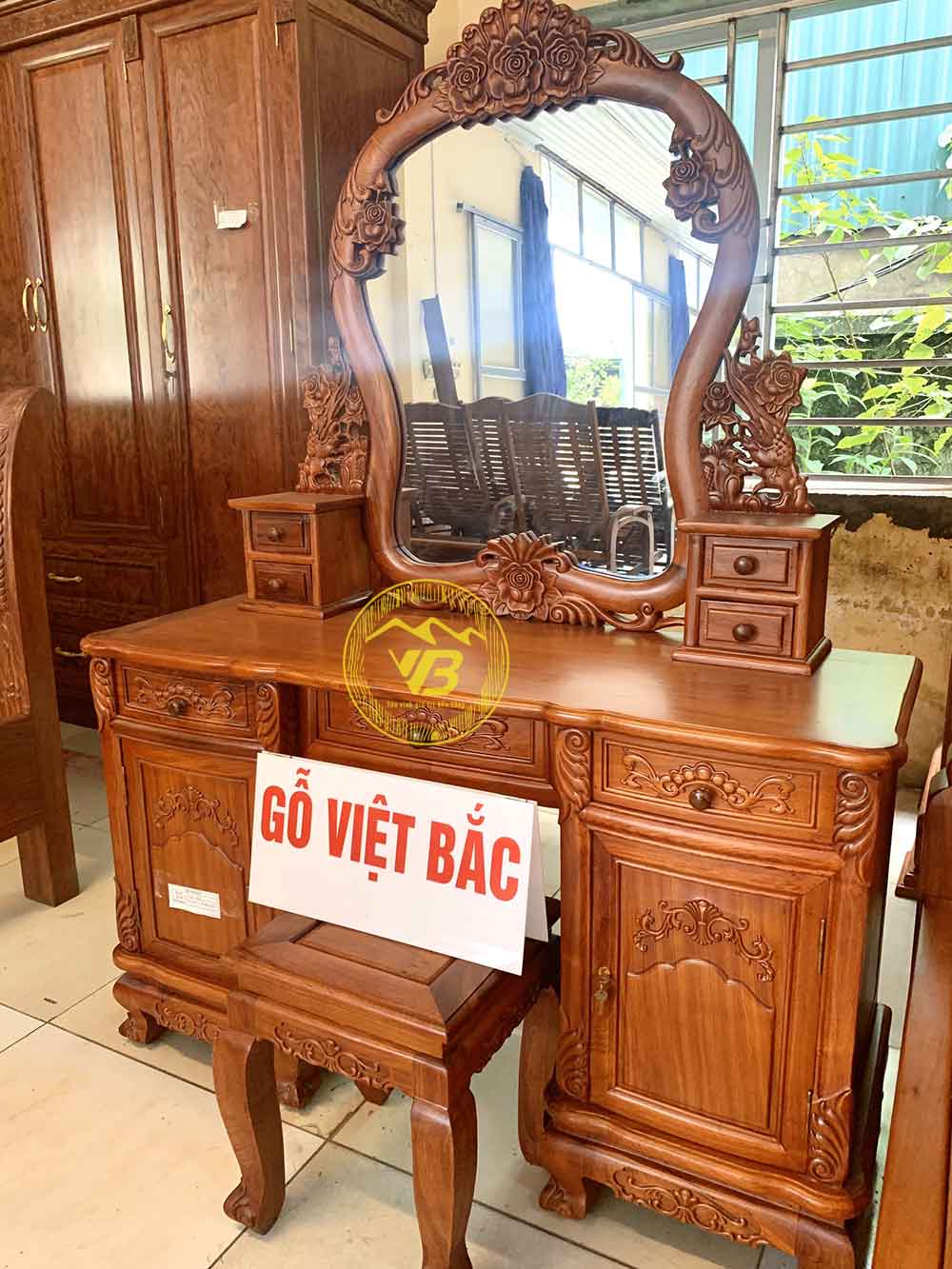 Bàn Phấn Hoa Hồng Gỗ Hương Đá BP02 2