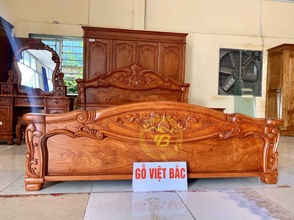 Giường Hồ Lô Hồng Gỗ Hương Đá siêu Vip GTB04 3
