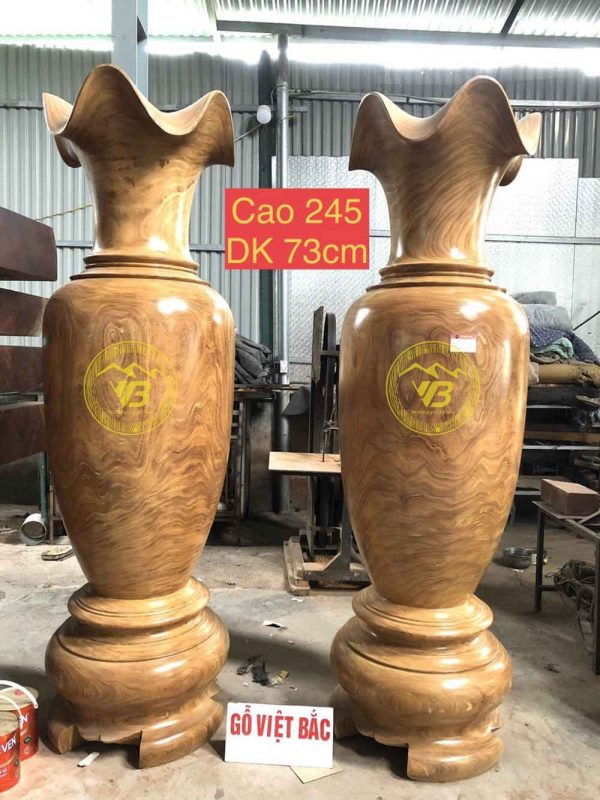 Đôi Lục Bình Khủng Gỗ Cẩm Vàng KLB105 1