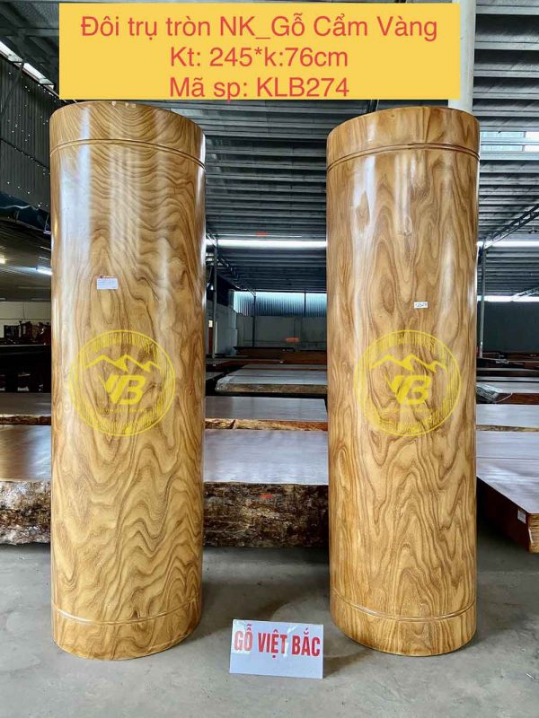 Siêu phẩm Đôi trụ Tròn Gỗ Cẩm Vàng KLB106 1