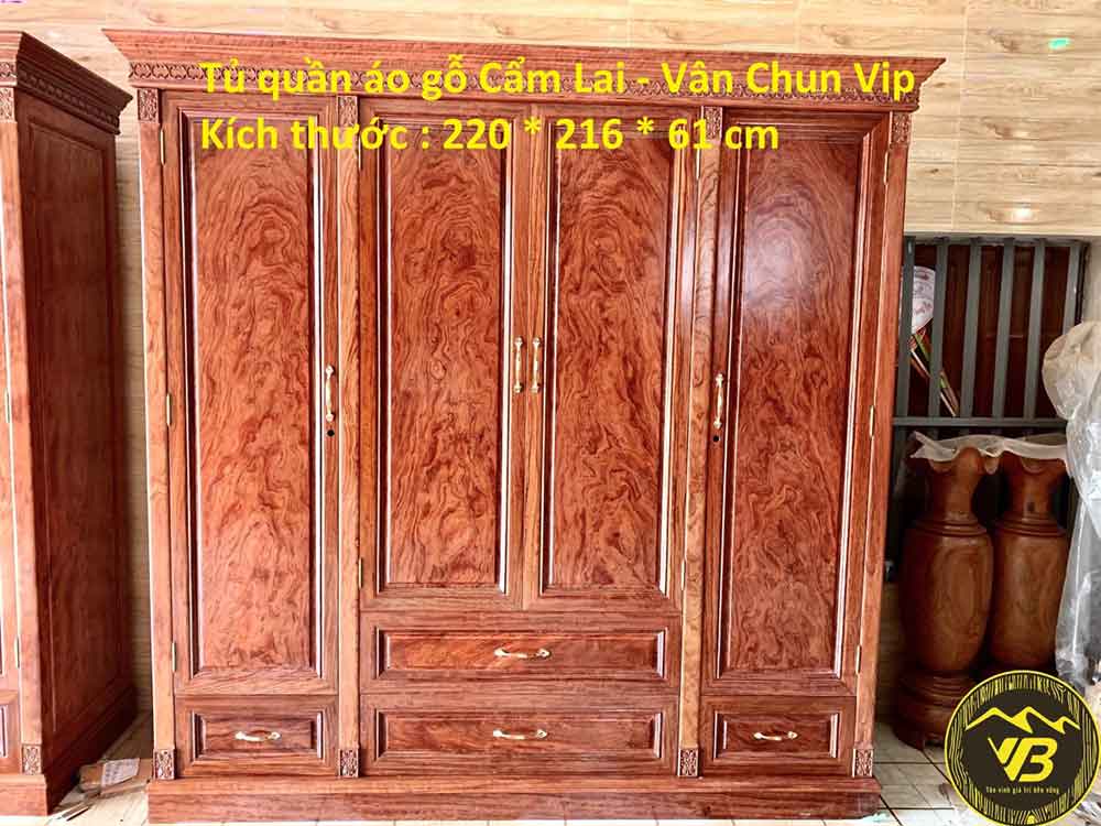 Tủ Quần Áo 4 cánh Gỗ Cẩm Lai GTB06 1