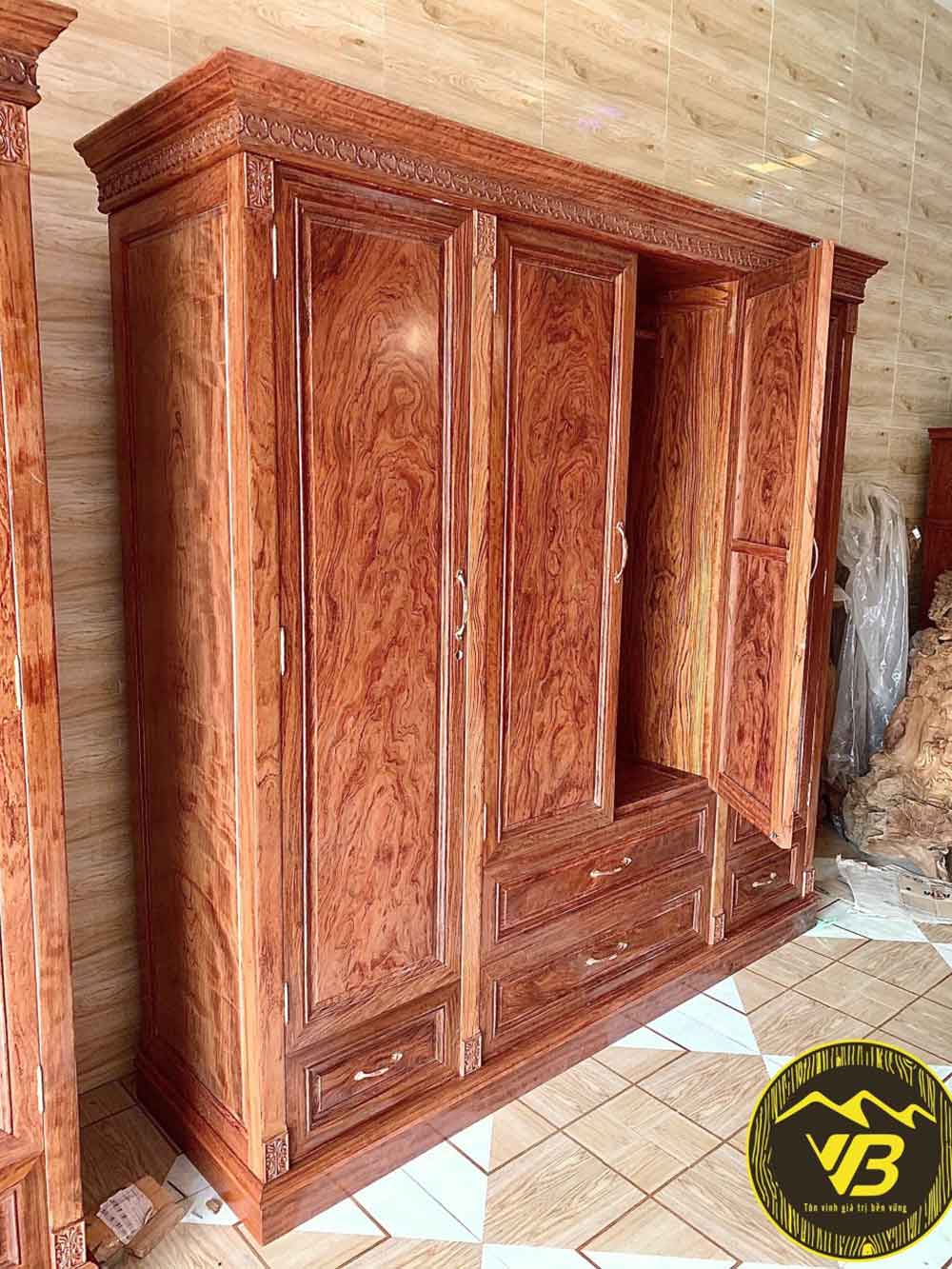Tủ Quần Áo 4 cánh Gỗ Cẩm Lai GTB06 3