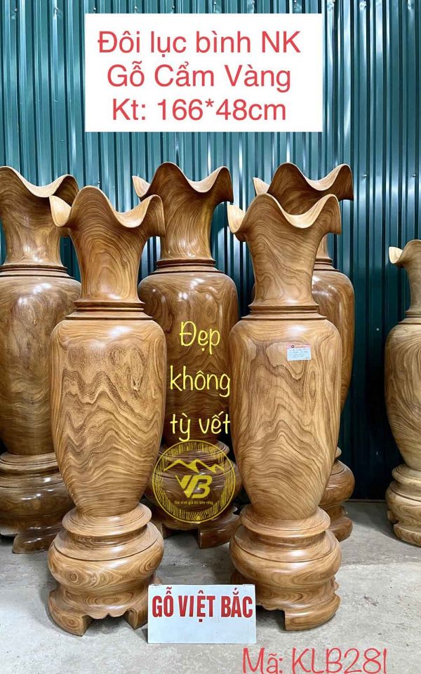 Đôi Lục Bình nguyên khối Gỗ Cẩm Vàng KLB281 1