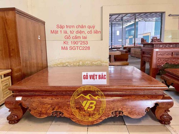 Sập Trơn Tứ Diện 1 Lá Cổ Liền Gỗ Cẩm Lai SGTC228 1