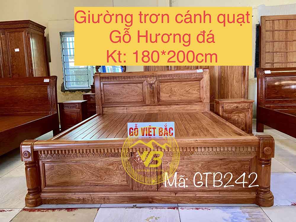 Giường trơn cánh quạt Gỗ Hương Đá GTB242 1