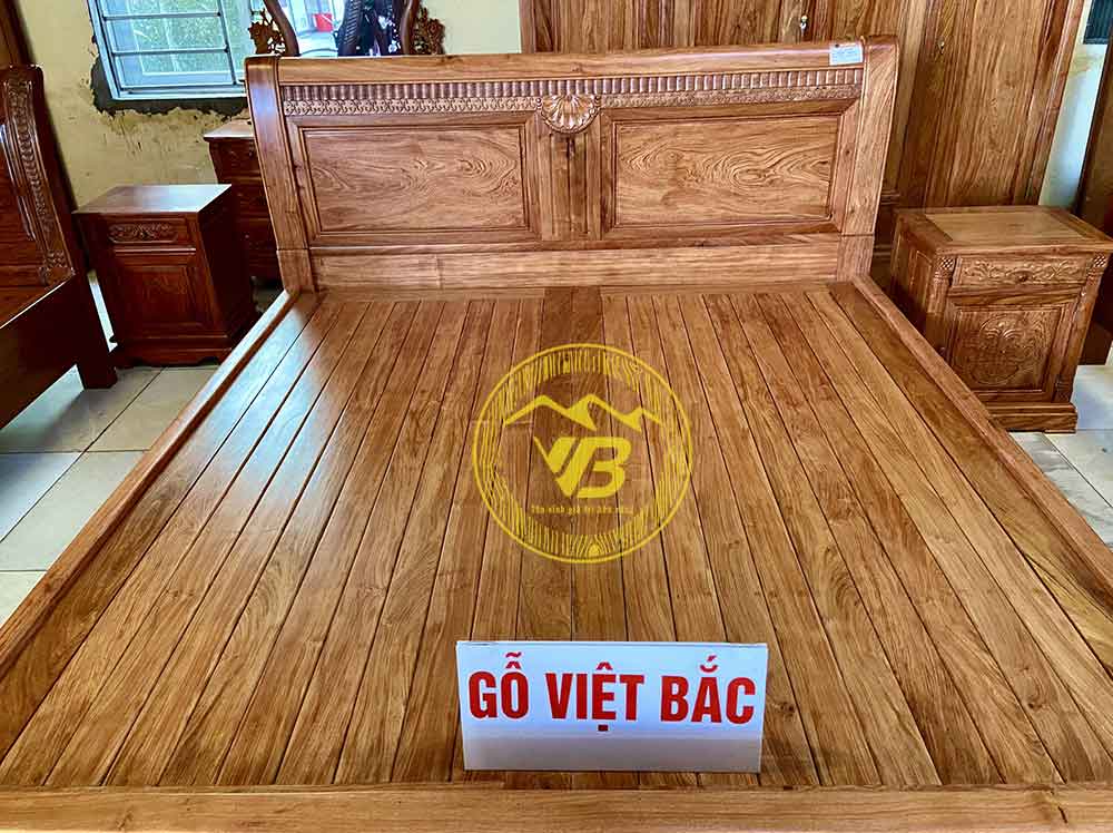 Giường trơn cánh quạt Gỗ Hương Đá GTB242 2