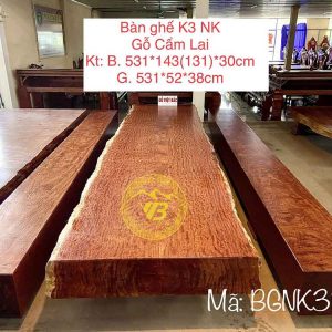 Bộ bàn ghế K3 nguyên khối Gỗ Cẩm Lai BGNK311 1