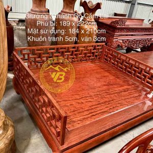 Giường 3 thành (Giường Công tử Bạc Liêu) Gỗ Cẩm Lai GTB253 1
