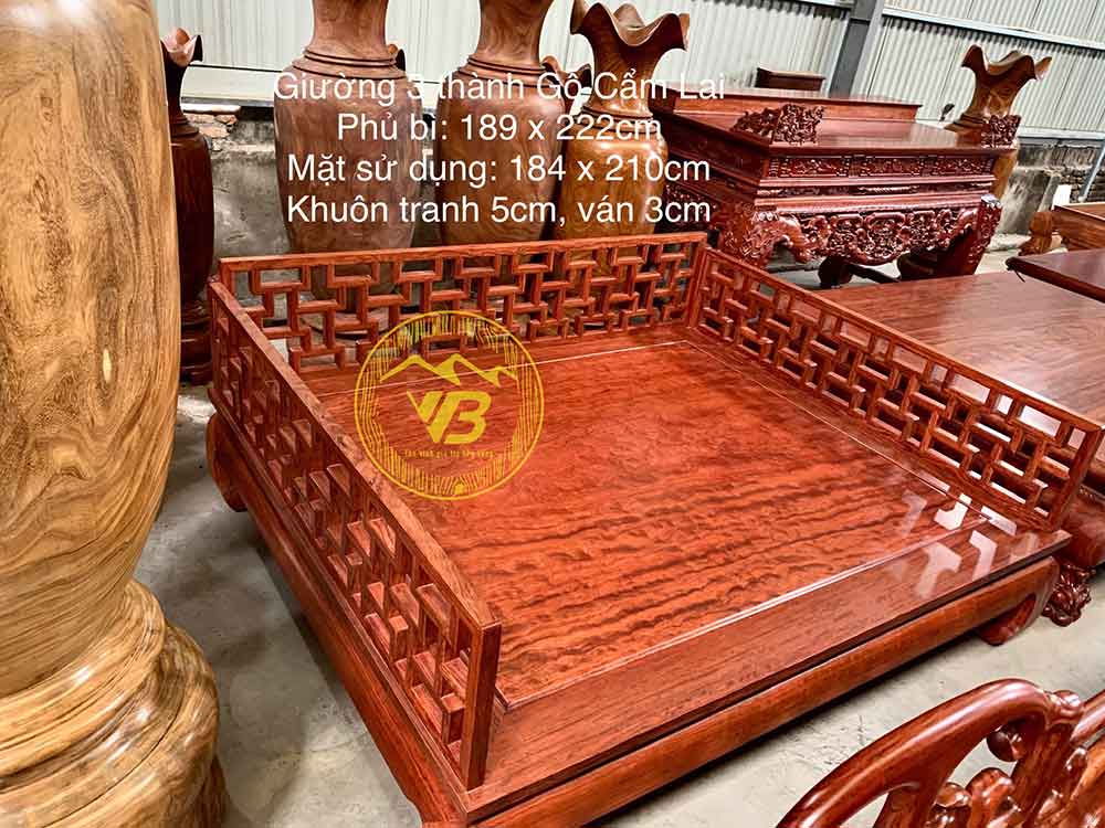 Giường 3 thành (Giường Công tử Bạc Liêu) Gỗ Cẩm Lai GTB253 1
