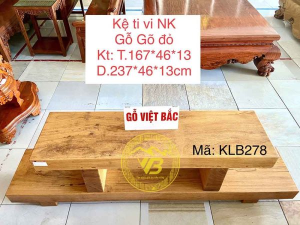 Kệ TiVi Nguyên Khối 2 tầng gỗ Gõ Đỏ KLB278 1
