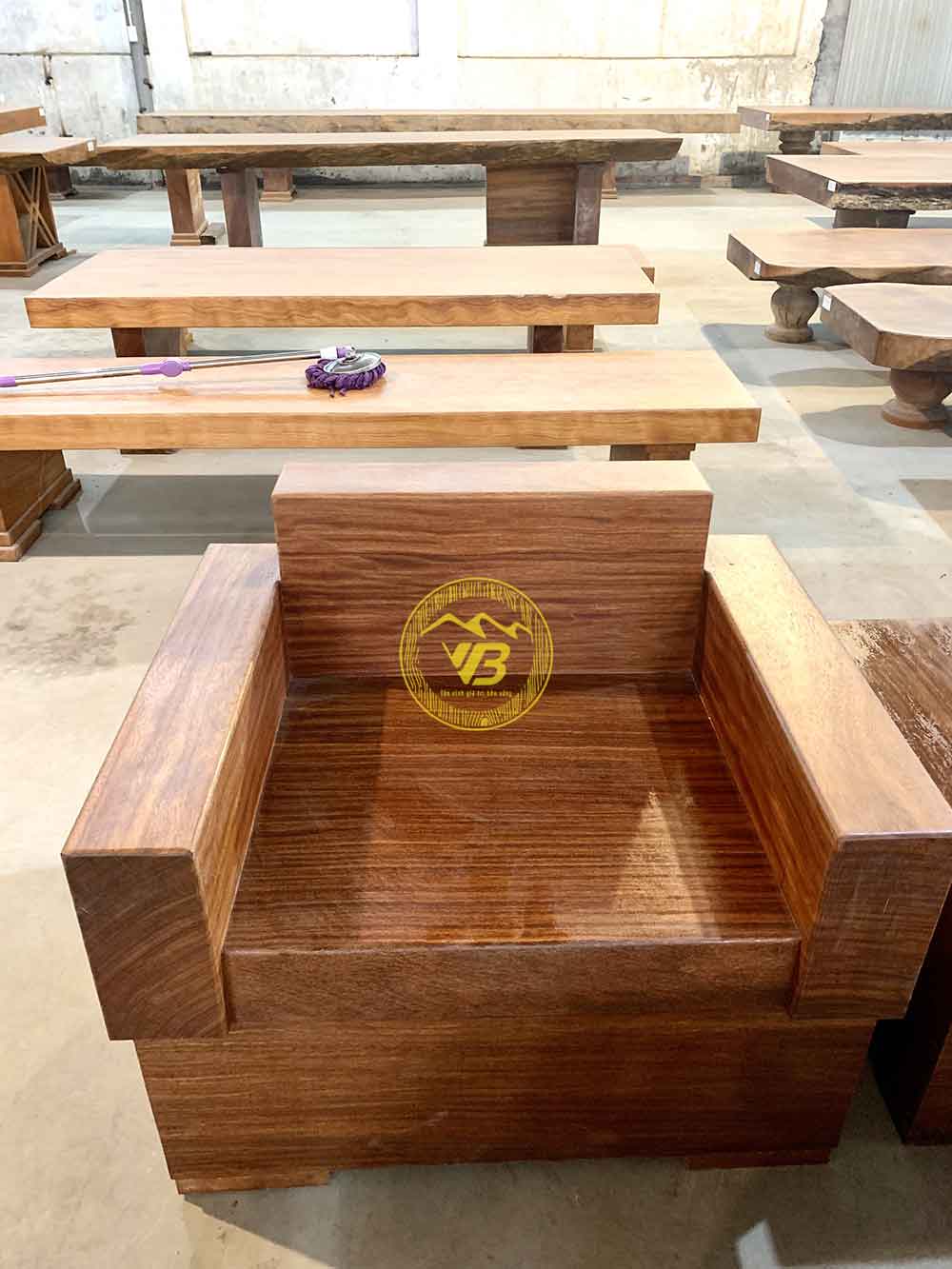 Bàn ghế nguyên khối chữ H  gỗ Cẩm Hồng BGNK289 2