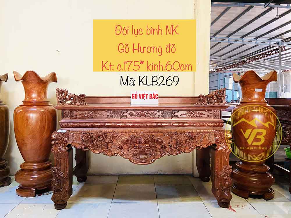 Đôi lục bình nguyên khối - Gỗ Hương đỏ KLB269 1