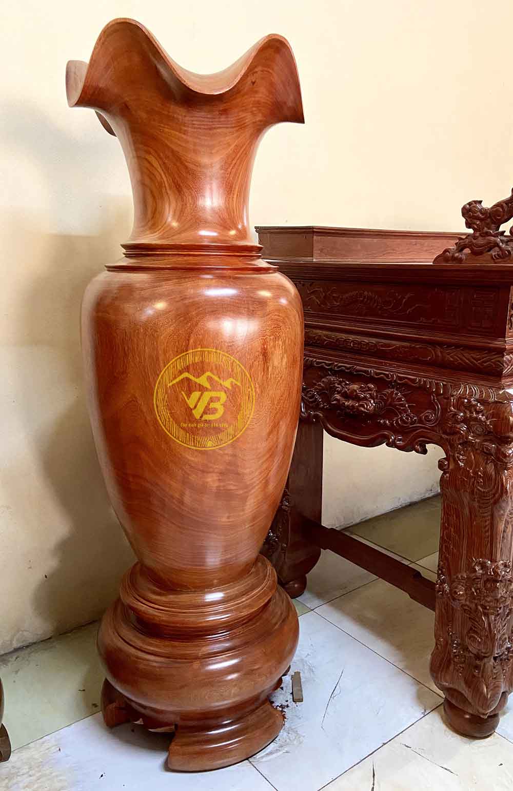 Đôi lục bình nguyên khối - Gỗ Hương đỏ KLB269 2