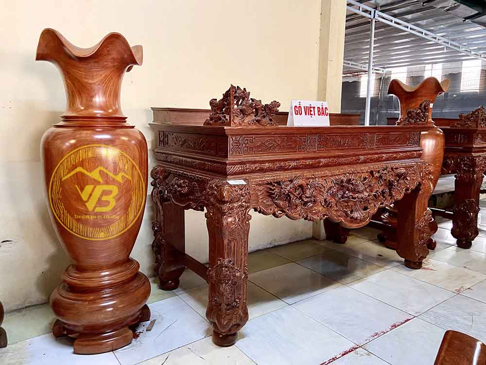 Đôi lục bình nguyên khối - Gỗ Hương đỏ KLB269 3