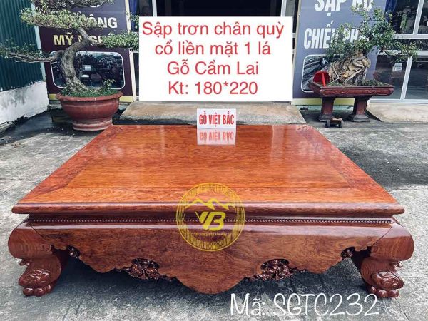 Sập Gỗ Trơn 1 Lá Liền Gỗ Cẩm Lai SGTC232 1