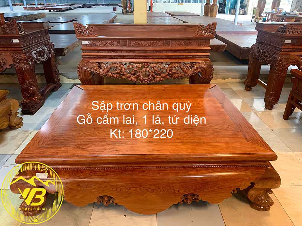 Sập Trơn Cổ liền Tứ diện 1 lá Gỗ Cẩm Lai SGTC221 1
