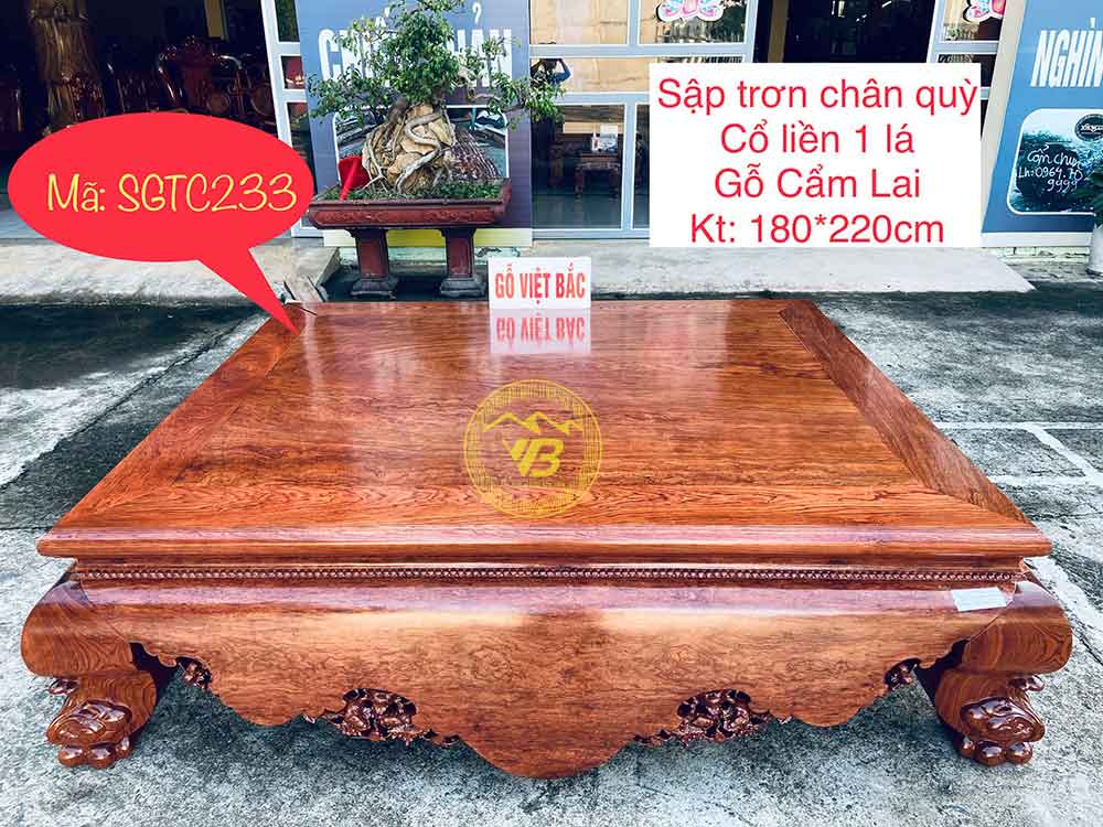 Sập Gỗ Trơn 1 Lá Liền Gỗ Cẩm Lai SGTC233 1