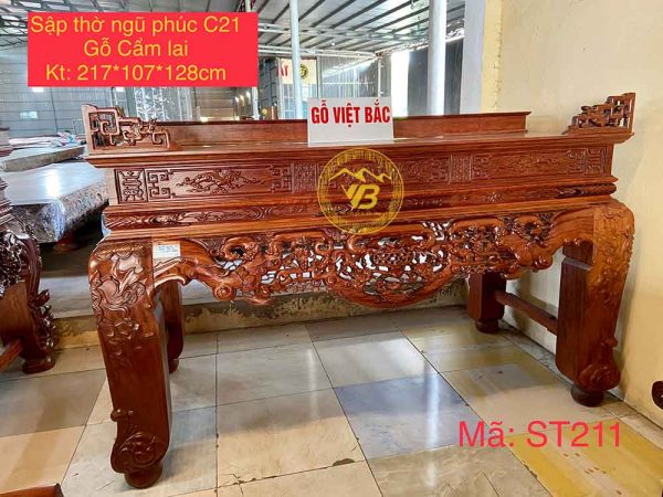 Sập thờ ngũ phúc Gỗ Cẩm Lai ST211 1