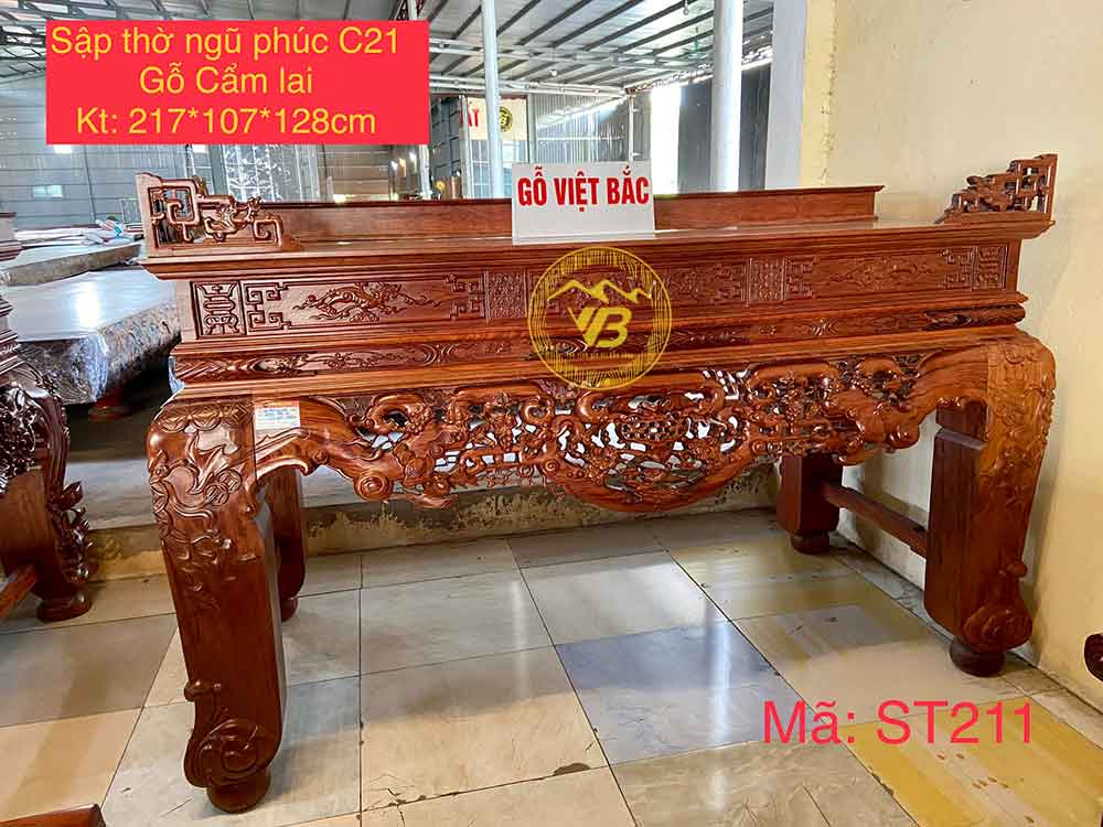 Sập thờ ngũ phúc Gỗ Cẩm Lai ST211 1