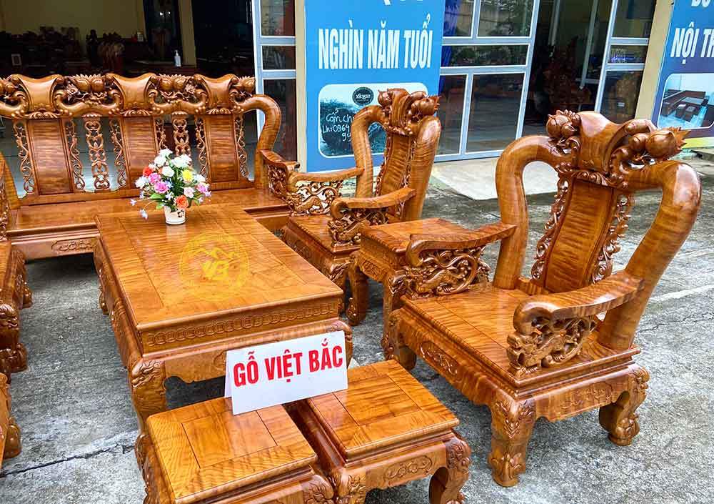 Bộ bàn ghế Minh Quốc Đào cột 12, 10 món BGCC231 2