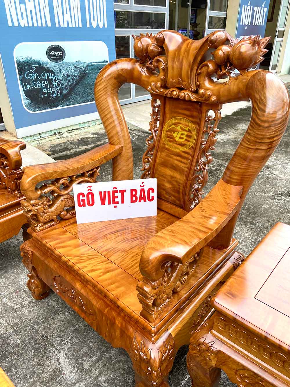 Bộ bàn ghế Minh Quốc Đào cột 12, 10 món BGCC231 3