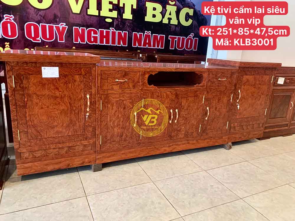 Kệ tivi gỗ siêu vân chun vip hiếm có KLB3001 3