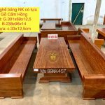 Bộ bàn ghế băng nguyên khối Cẩm Hồng có tựa